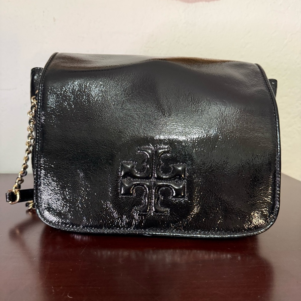 Tory Burch Shiny Black Crossbody Bag